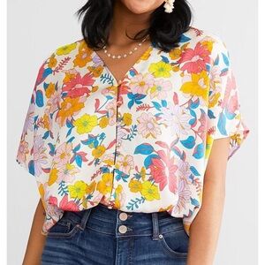 Willow & Root floral satin bubble top